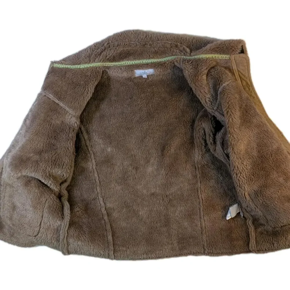 Girls Size 10 Brown EPK‎ Faux Fur Lined Zip Up Winter Jacket Designed In France